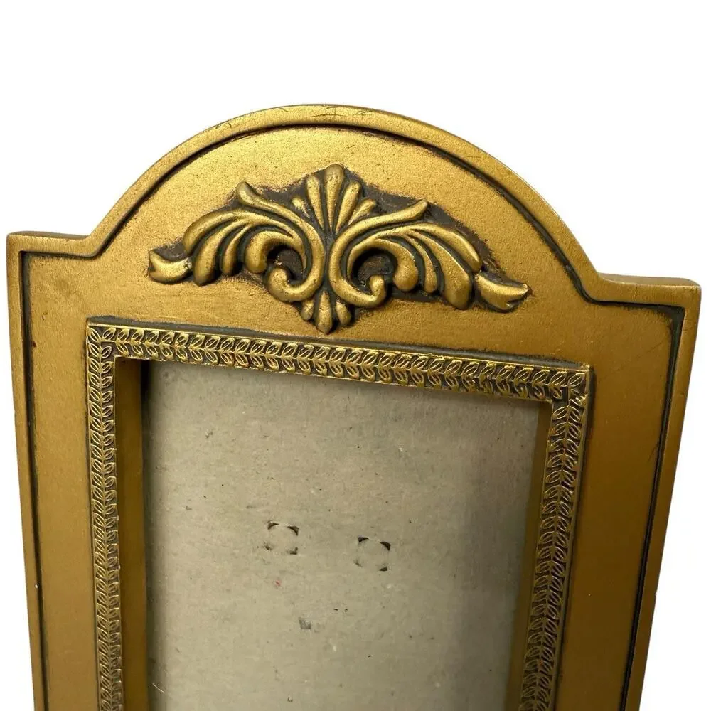 VINTAGE CONNOISSEUR GOLD-TONE 3.5x5” RESIN METALLIC PHOTO STANDING EASEL FRAME